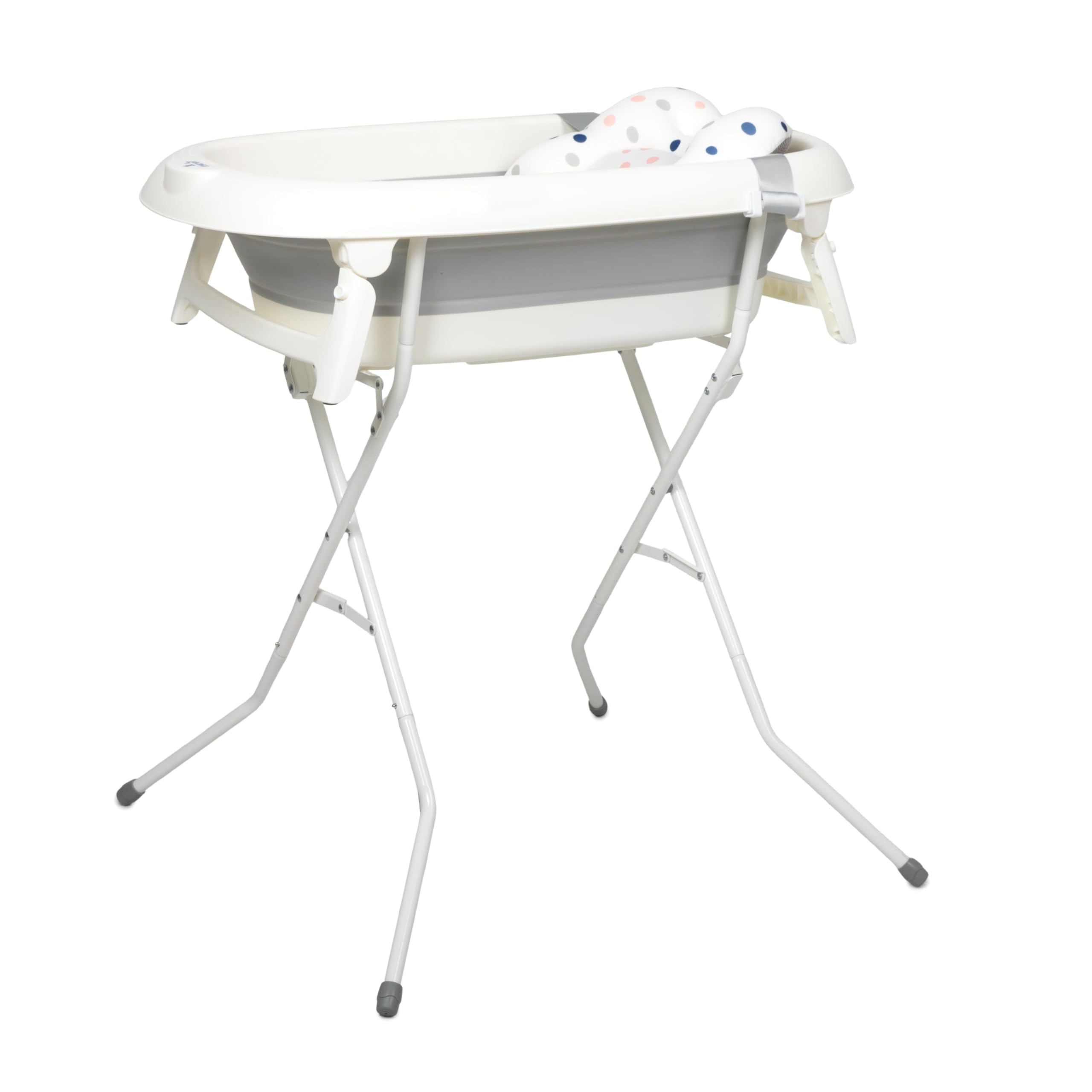 Toral Bañera Bebe con Patas y Cojín Comoda, Facil de Guardar, con Tapón y Patas Antideslizantes - Bañera Bebé Plegable Portatil - Asiento Bañera Bebe modelo Iris