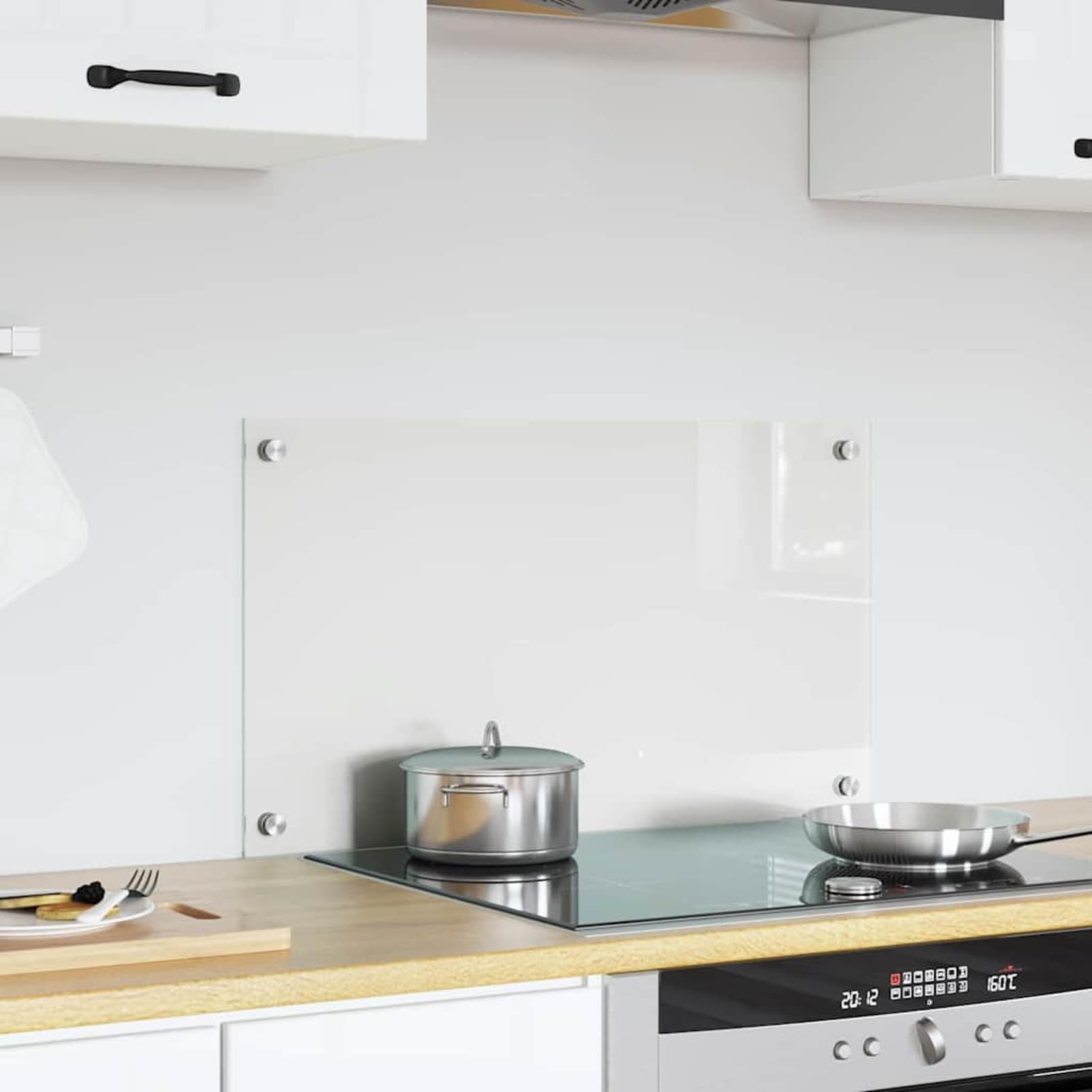 Gecheer Schienale da Cucina in Vetro temperato, Resistente al Calore e Durevole, 70 x 40 cm, Trasparente, per cucine Moderne