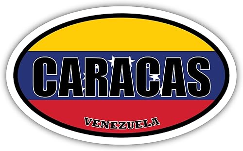 Paquete de 3 unidades de 2 x 3 pulgadas Caracas Venezuela Bandera Oval Caja de Herramientas de Construcción, Hardhat, Fiambrera, Casco, Mecánico,