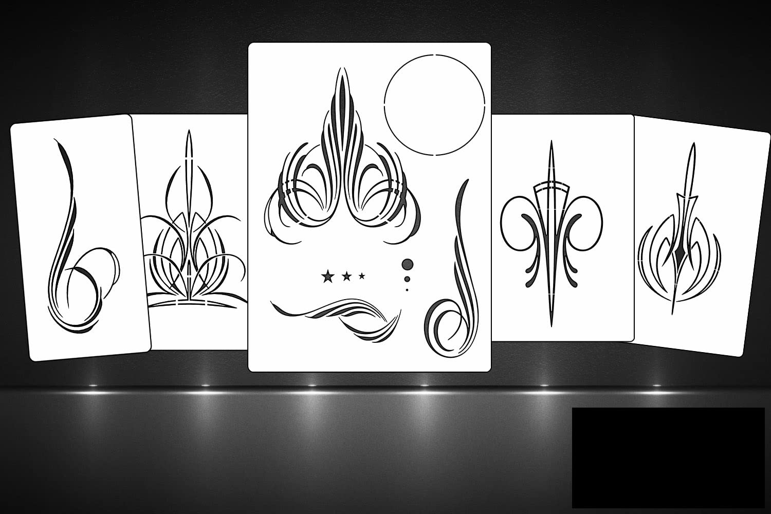 Airbrush Schablonen Set 5 TLG. für Pinstriping - Tattoo und Graffiti Stencil Vorlage