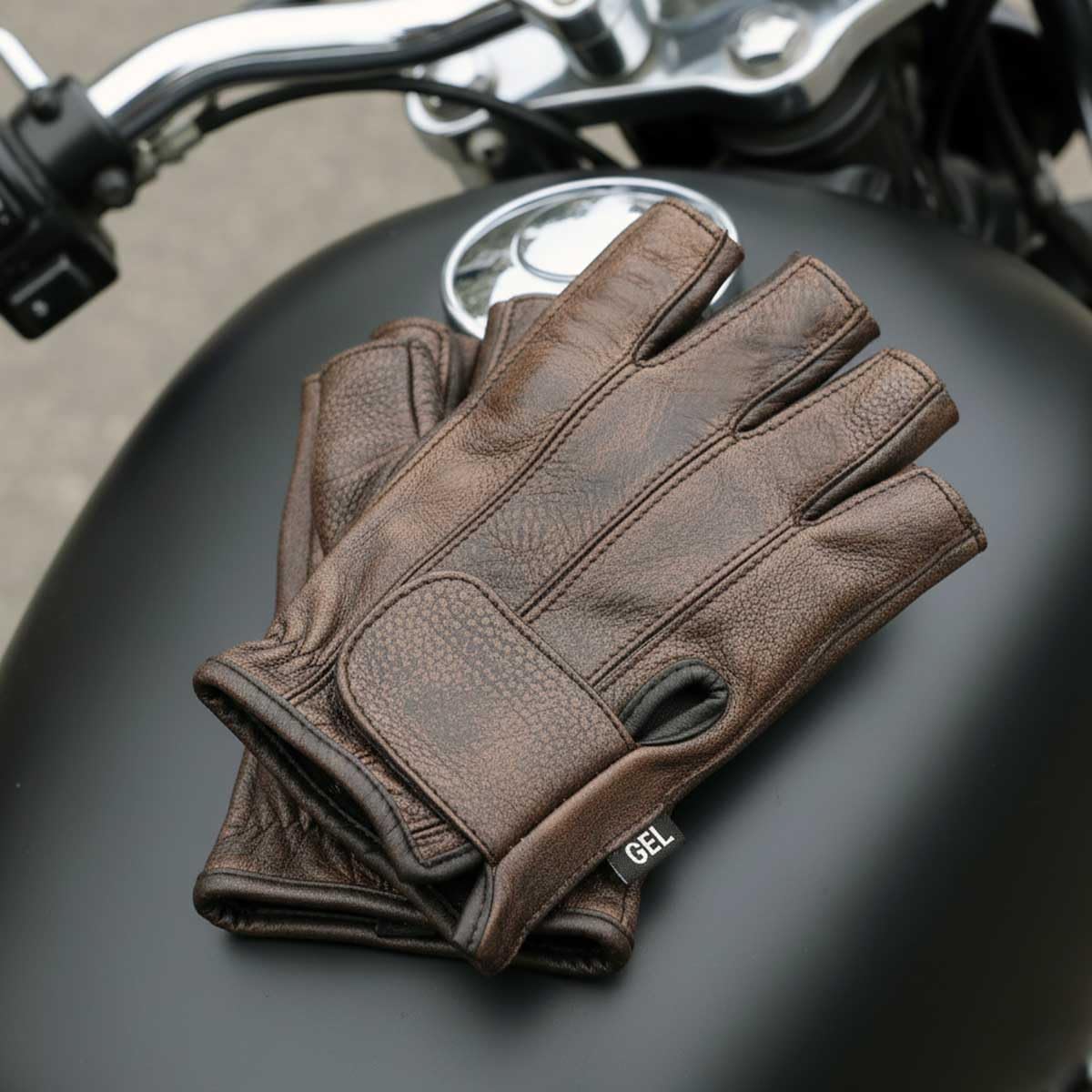 Milwaukee Leather MG7561 Men's 'Fingerless' Distressed Brown