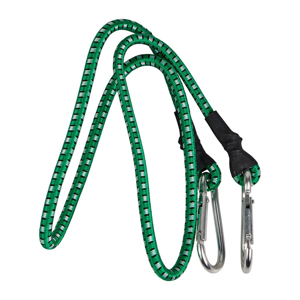 COGEX - Bungee cords, bungee cords, tensioner fastening - Bungee cord with carabiner - Length: 1 m - Diameter: 6 mm - Breaking load: 18 kg - Practical & robust - Colour: Red/Green - Durable