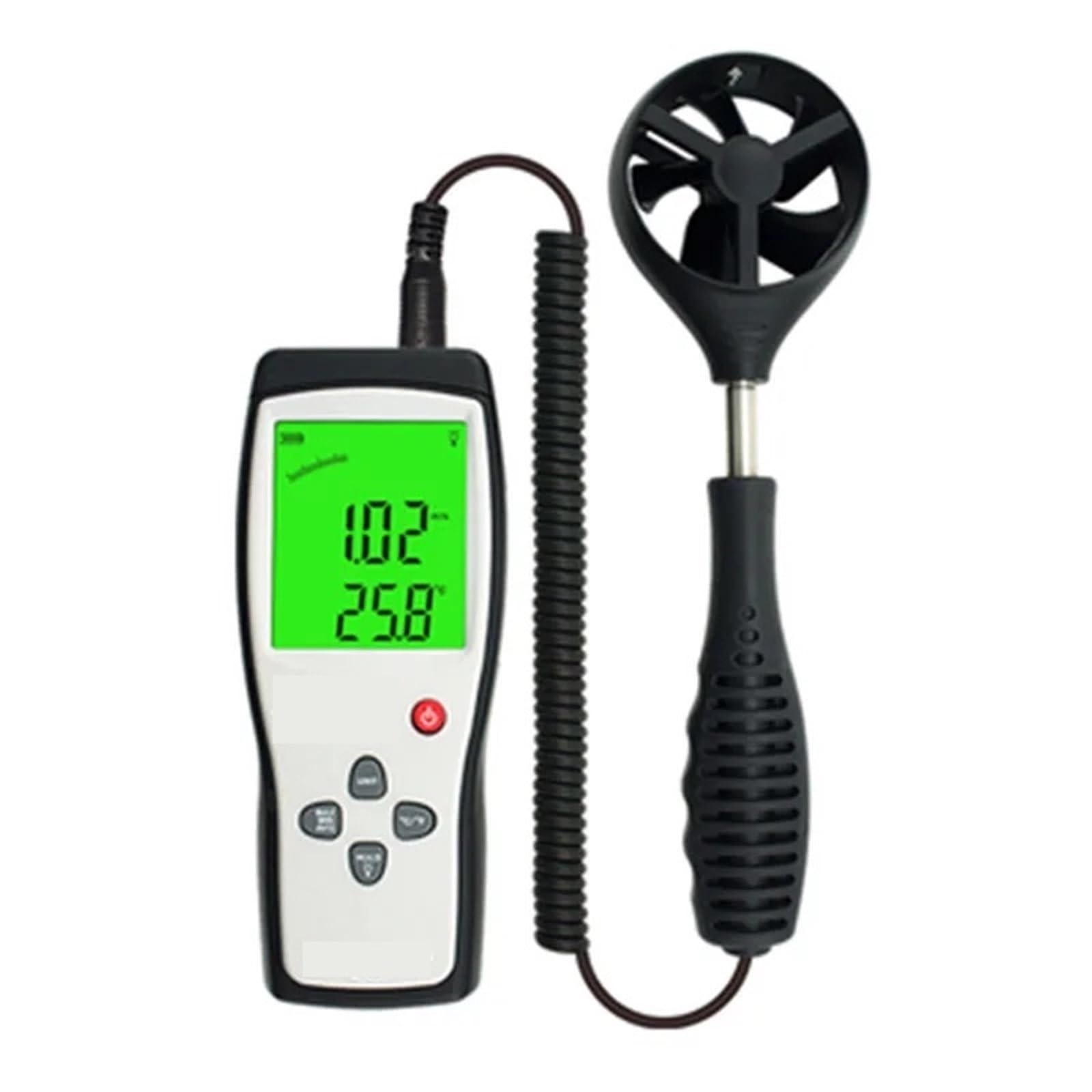 Anemómetro digital AS836 con caudalímetro y sensor de viento, con temperatura de 0,3 a 45 m/s.