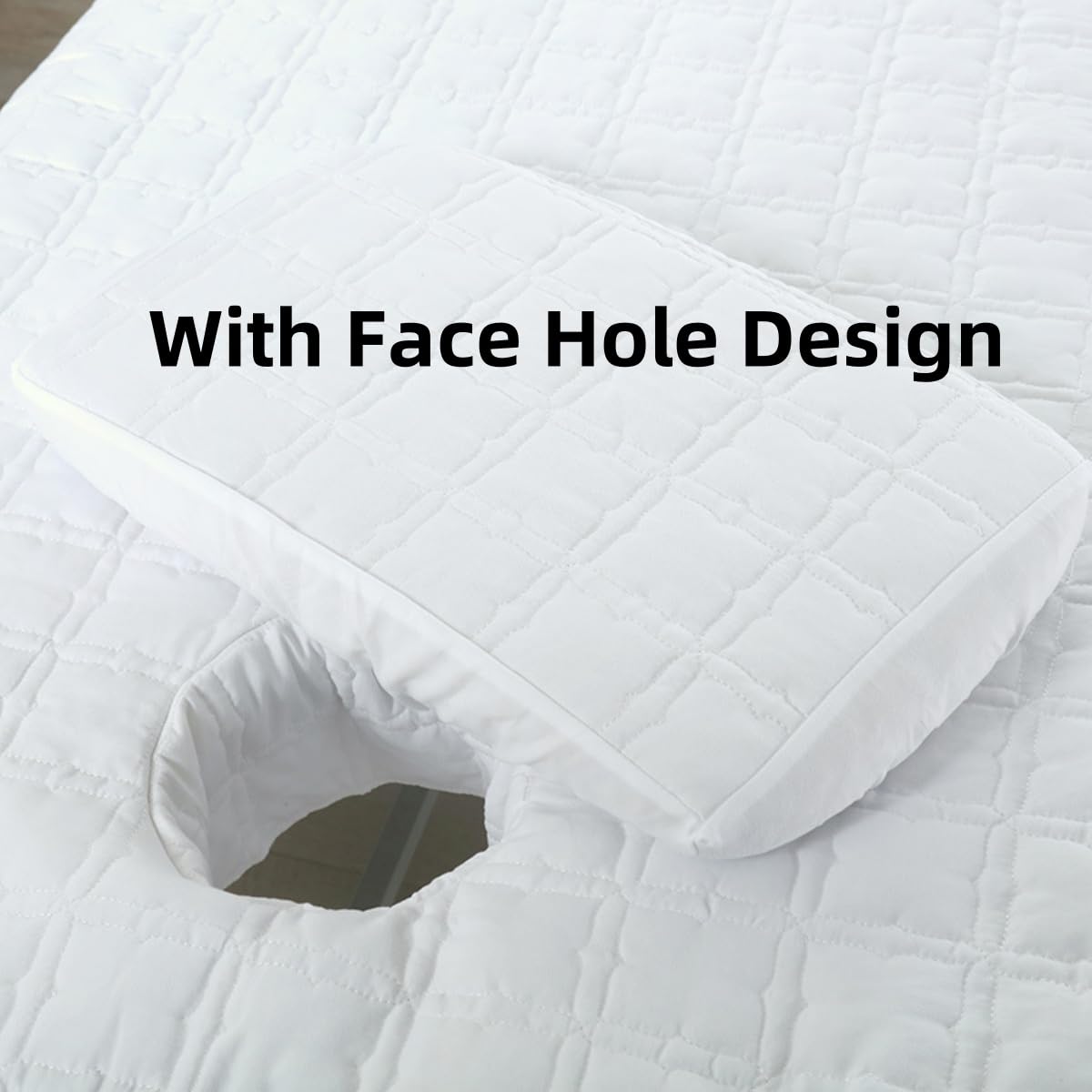 Copertura Protettiva Con Foro Per Il Viso Per Lettino Da Massaggio Table Protective Cover Per Massaggi SPA Lavabile Coprilettino Estetica Coprisedia Per Lettino Da Massaggio (Bianco,80x190 cm)