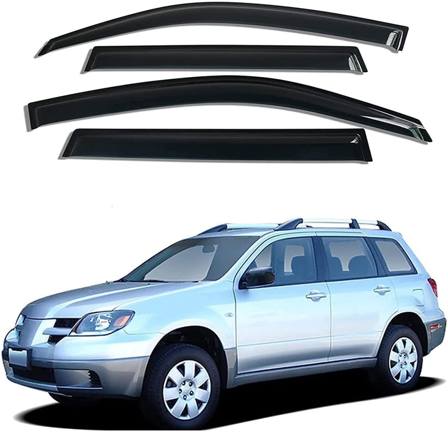Fengxh Normal 4Pcs Smoke Tint Car Window Deflectors For Mitsubishi Outlander 2002-2006
