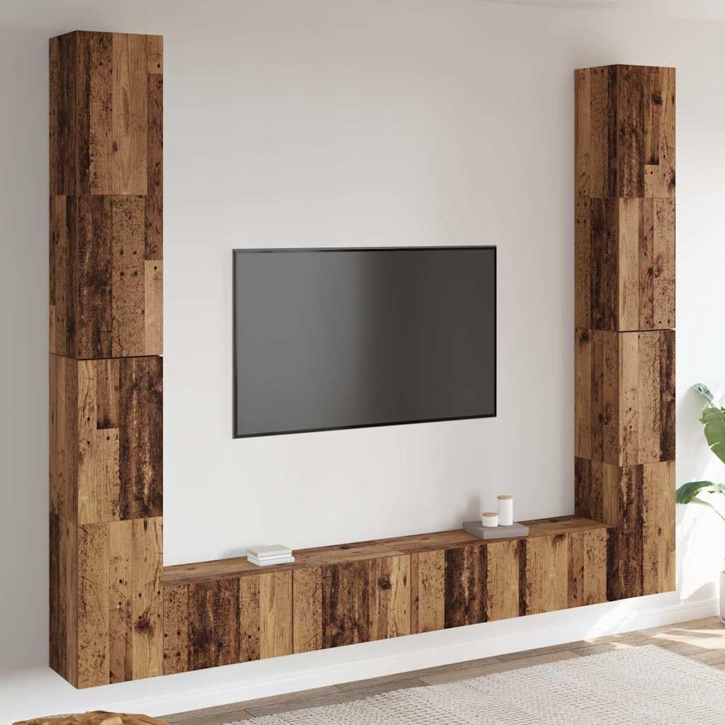 Szafki ścienne do telewizora, 6 sztuk, materiał drewnopochodny, szafka pod telewizor, szafka pod telewizor, szafka pod telewizor z miejscem do przechowywania i półką, montaż ścienny do
