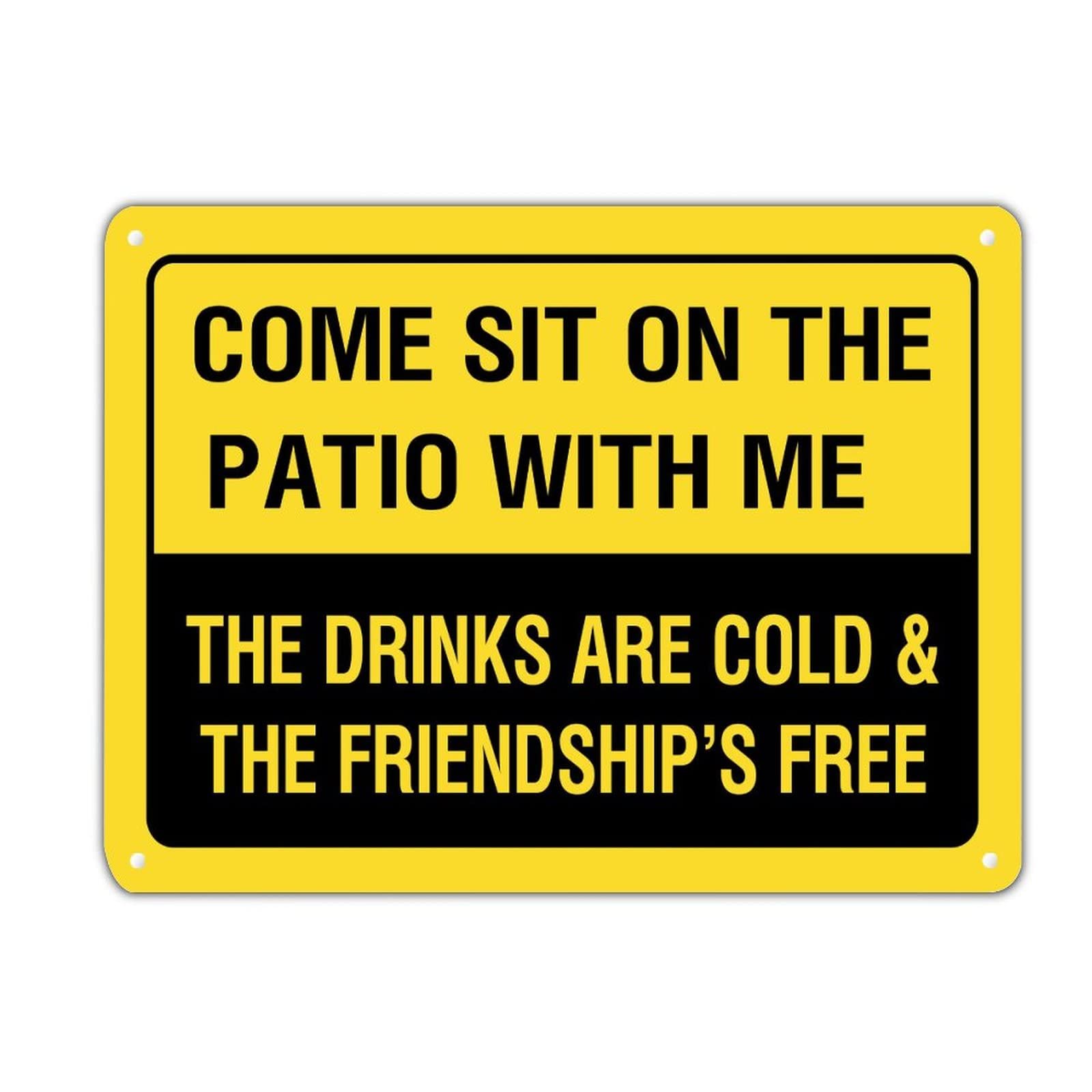 Panneau d étain Come Sit on The Patio pour embellir votre terrasse extérieure 30x40 cm