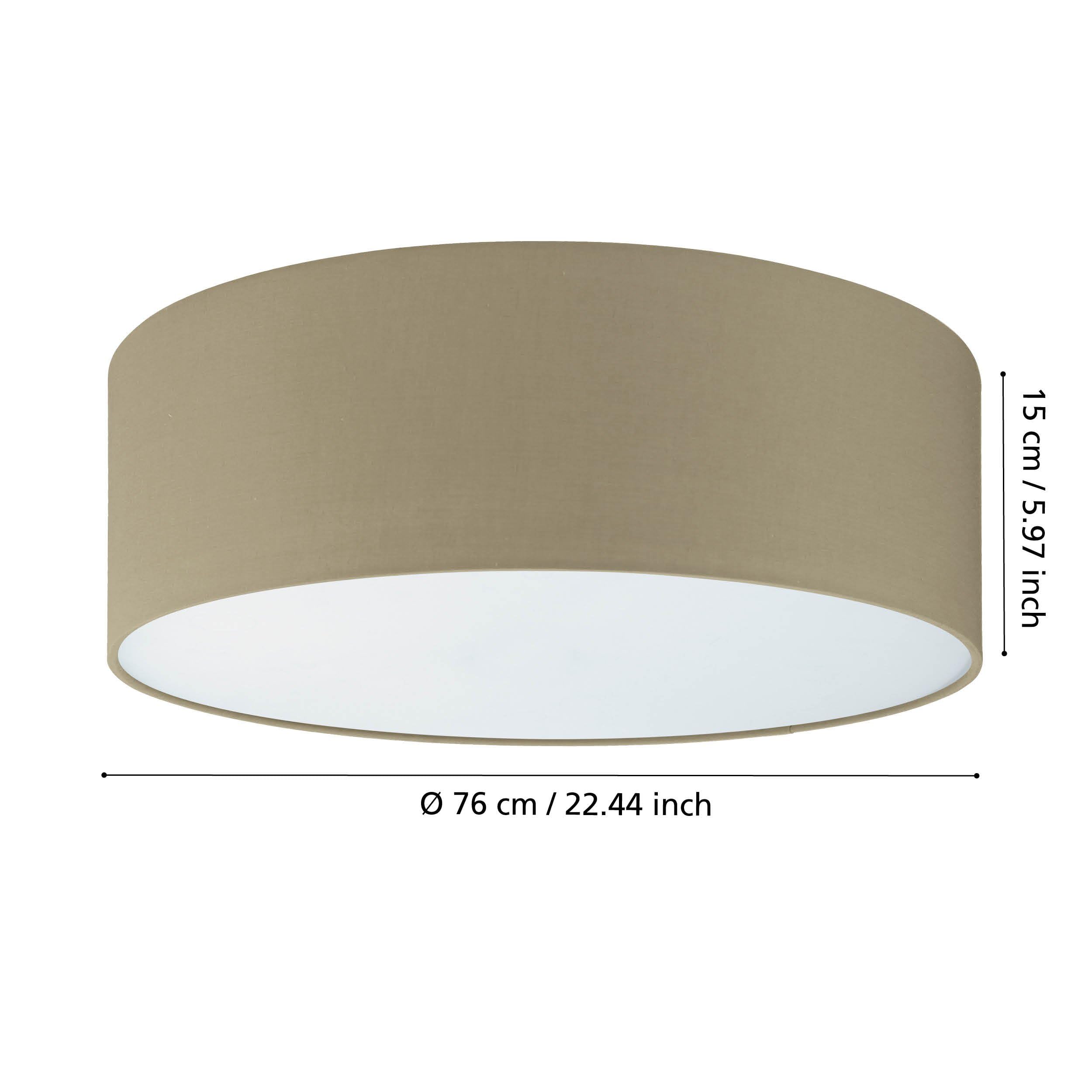 EGLO Deckenlampe Pasteri,5 flammige Deckenleuchte Modern | Wohnzimmerlampe aus Textil und Kunststoff in Weiß, Taupe, Flurlampe Decke mit E27 Fassung, Ø 76 cm
