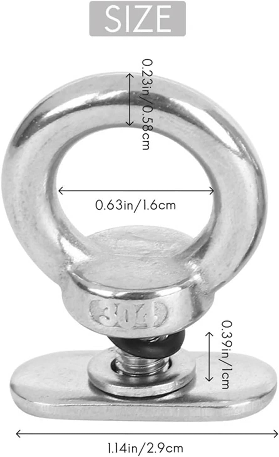 Kayak Rail Eyebolts Kayaking Stainless Steel Kayak Track Mount Tie Down Eyelet Rail Accessory for Canoe Boat Ideal for Fishing/Recreational Kayaks.