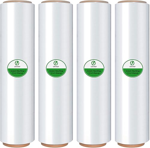 Rollo de envoltura elástico transparente, resistente de 18 pulgadas x 1500 pies, rollo de película elástica de resistencia industrial, fácil de