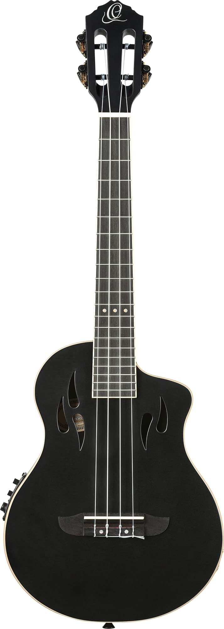 Ortega Guitars Ukulélé Ténor Électro-Acoustique – Corps Plein – Tourplayer Series – Housse Incluse – Épicéa/Okoumé, Noir (RTPS-U-SBK)