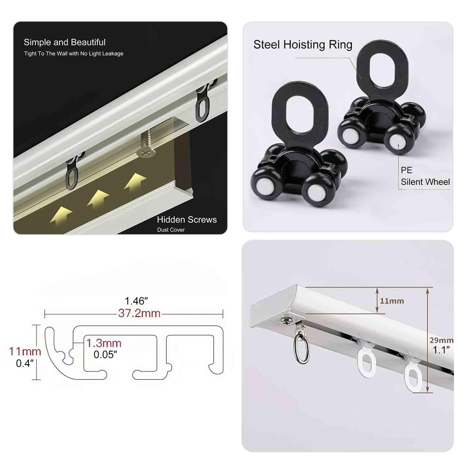 Aluminiowa szyna do zasłon sufitowych, 1-6 m, z cichymi rolkami, złota szyna do draperii, idealna do dzielenia pomieszczeń i balkonów, łatwy montaż sufitowy, wszechstronny system zasłon