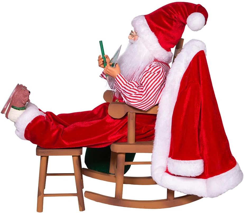 Kurt Adler 16-Inch Kringle Klaus Santa Sitting in Chair with Shoes Saying If You Can Read This, Bring Me a Glass Wine