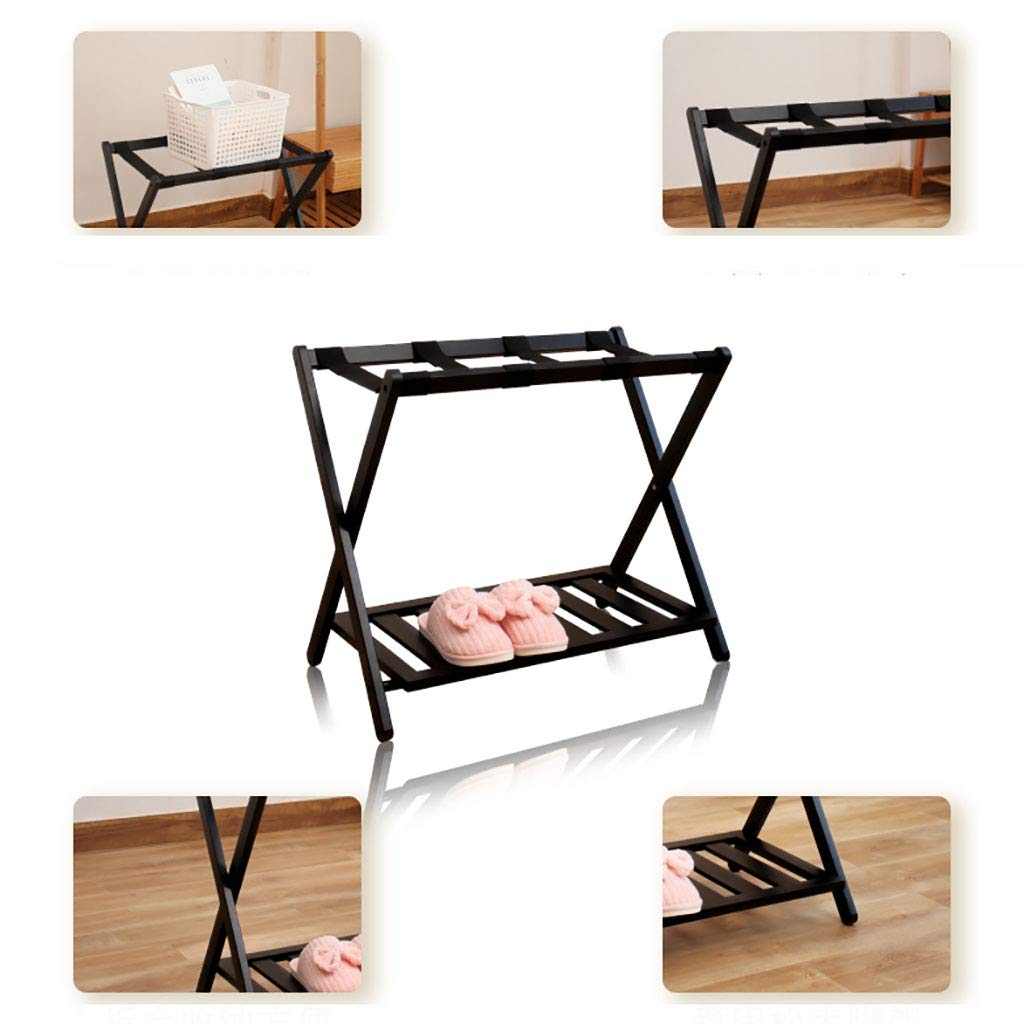 Portaequipajes plegable Portaequipajes plegable de hotel con estante Maleta de viaje de 2 capas Soporte for almacenamiento de zapatos Portaequipajes de almacenamiento extraíble for huéspedes de la cas