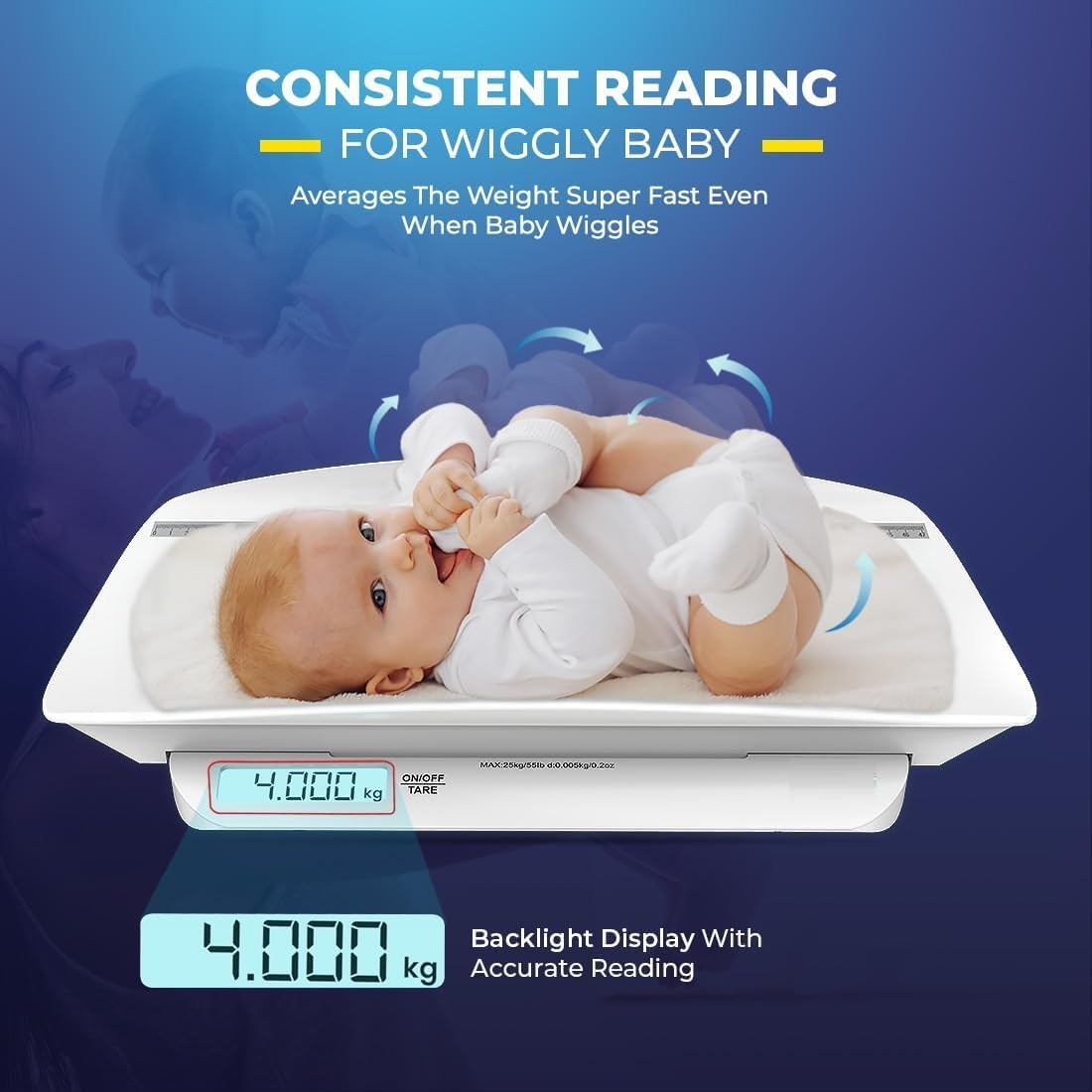 Balance numérique pour bébé avec compteur de hauteur et plateau pour bébé, pèse-bébé jusqu'à 20 kg, mesure précise et fiable pour les nouveau-nés et les tout-petits