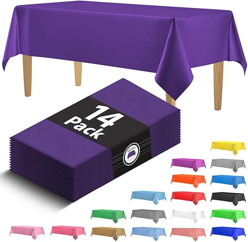 Miniatura 14 de Paquete de 14 manteles de plástico turquesa de alta calidad, manteles rectangulares desechables de plástico de 54 x 108 pulgadas, mantel rectangular