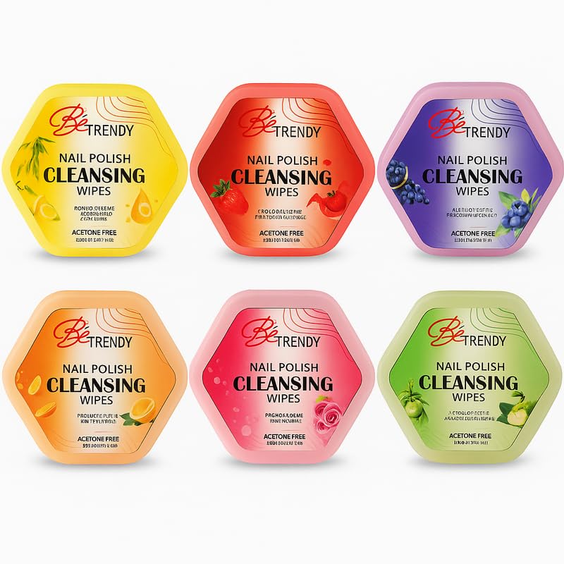 Be Trendy Nail Paint Remover Wipes | Easy & Hassle Free Nail Polish Removal Hexagon Shape Set of 6-image-33
