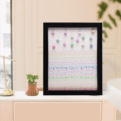 Miniatura 6 de Qunrwe Tiras luminosas de papel de origami de estrellas, 210 hojas de papel con patrón de corazón de estrellas de la suerte, papeles de decoración