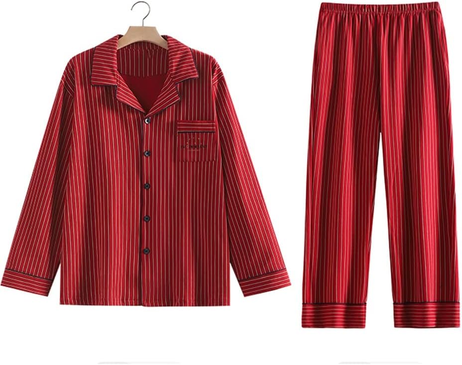 Pajamas men's spring and autumn models cotton long-sleeved home clothes red suit