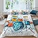 Produktbild Loussiesd Schlagzeug Kit Bettwäsche Set 135x200cm Rockmusik unter dem Motto Bettbezug Set für Kinder Young Man Teens Musikalisches Muster Betten Set Jugendstil Schlafzimmer Dekor 2St