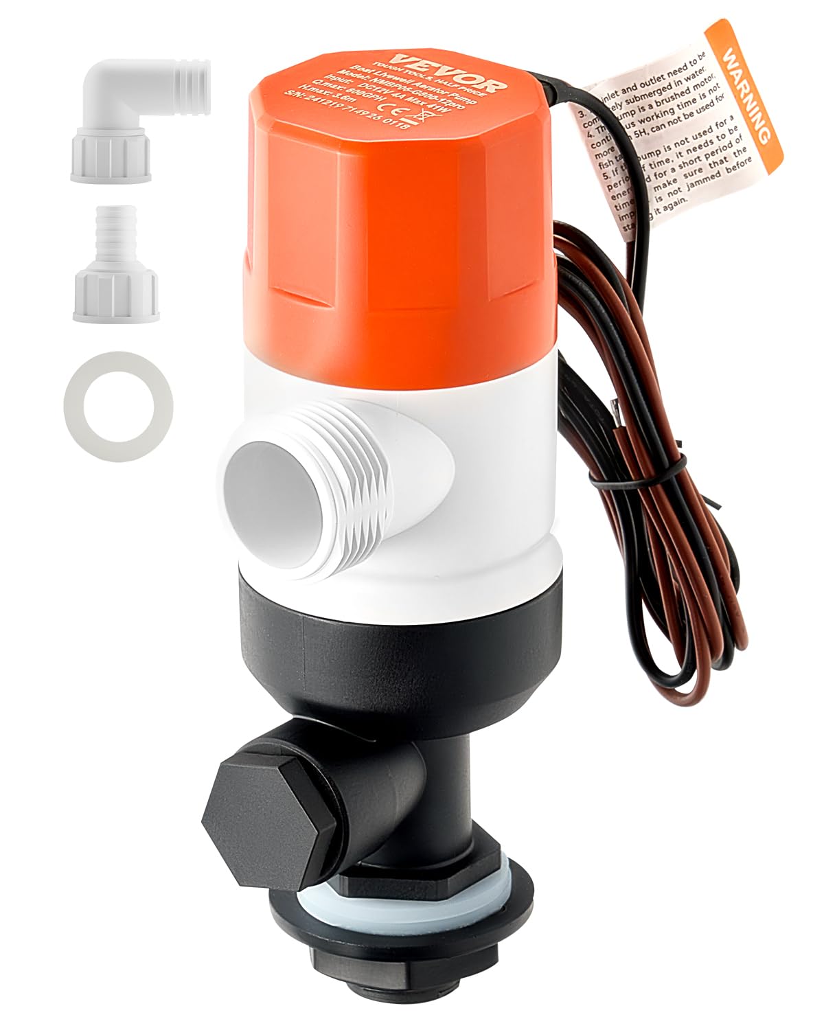 VEVOR Pompa per Pozzi Vivi per Barche, Pompa Aeratrice per Pozzi Vivi Dritta da 12 V e 50,47/min con Doppio Ingresso, Alloggiamento ABA e Cartuccia Motore Staccabile, per Acqua Dolce e Salata