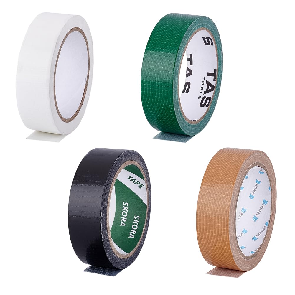 nbeads 4 rollos de cinta adhesiva de tela, cinta adhesiva de encuadernación de 3 cm para reparaciones, alfombras, herramientas, equipos de proyectos de bricolaje, 20 m/rollo