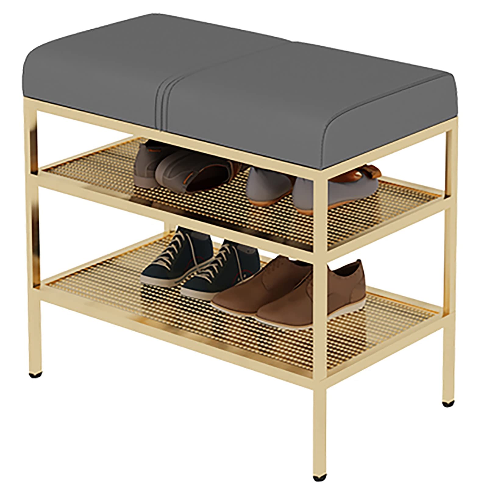 Tabouret rectangulaire à langer gris pour chambre adulte avec coffre de rangement discret