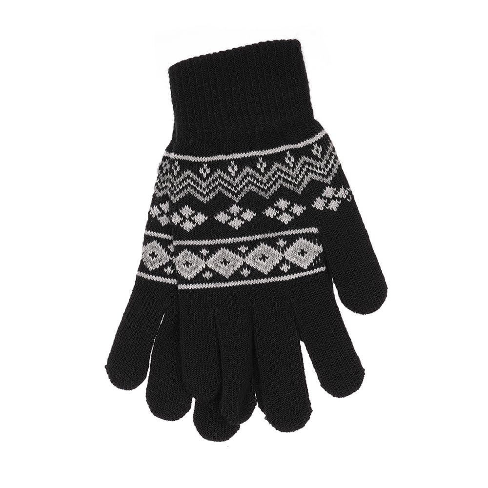 Undercover Ladies Glitter Fairisle Knitted Gloves GL540A Black