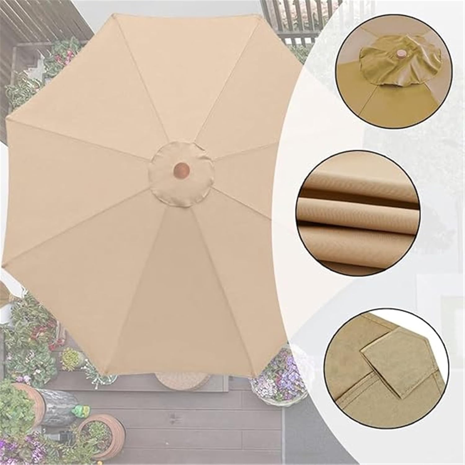 Outdoor Table Market Yard Umbrella Replacement Top Cover with 6/8 Ribs , Waterproof UV Sun Protection Replacement Canopy Patio Umbrella, for Garden, Deck, Backyard, Pool (Canopy Only)(Dark green,2m/6