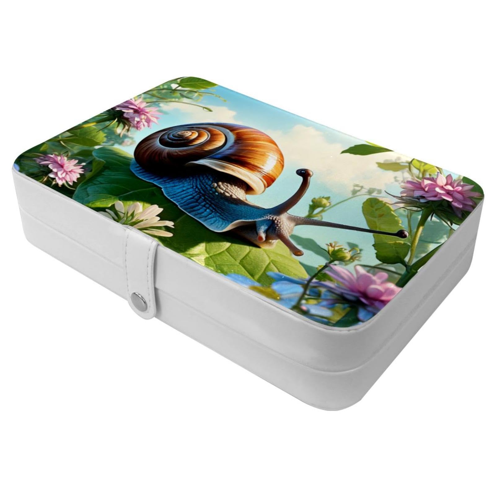 Boîte à bijoux de voyage fleur et escargot pour ranger vos bagues et colliers en déplacement