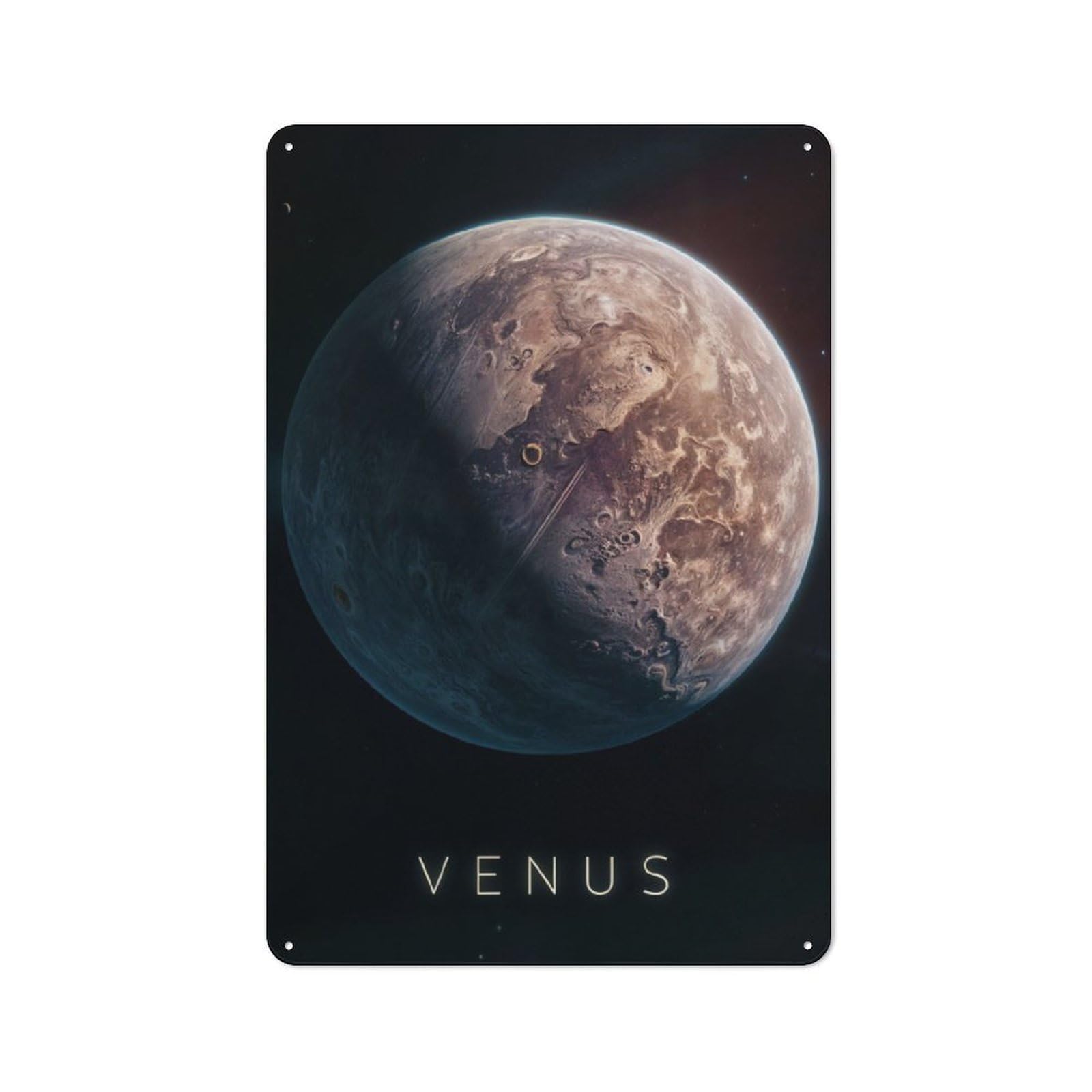 Junmoney Planet Venus In Space For Studio Or Craft Room, Rustic Metal Wall Sign 30X20cm, For Vintage Wall Decor Fans, For Metal Sign Collectors