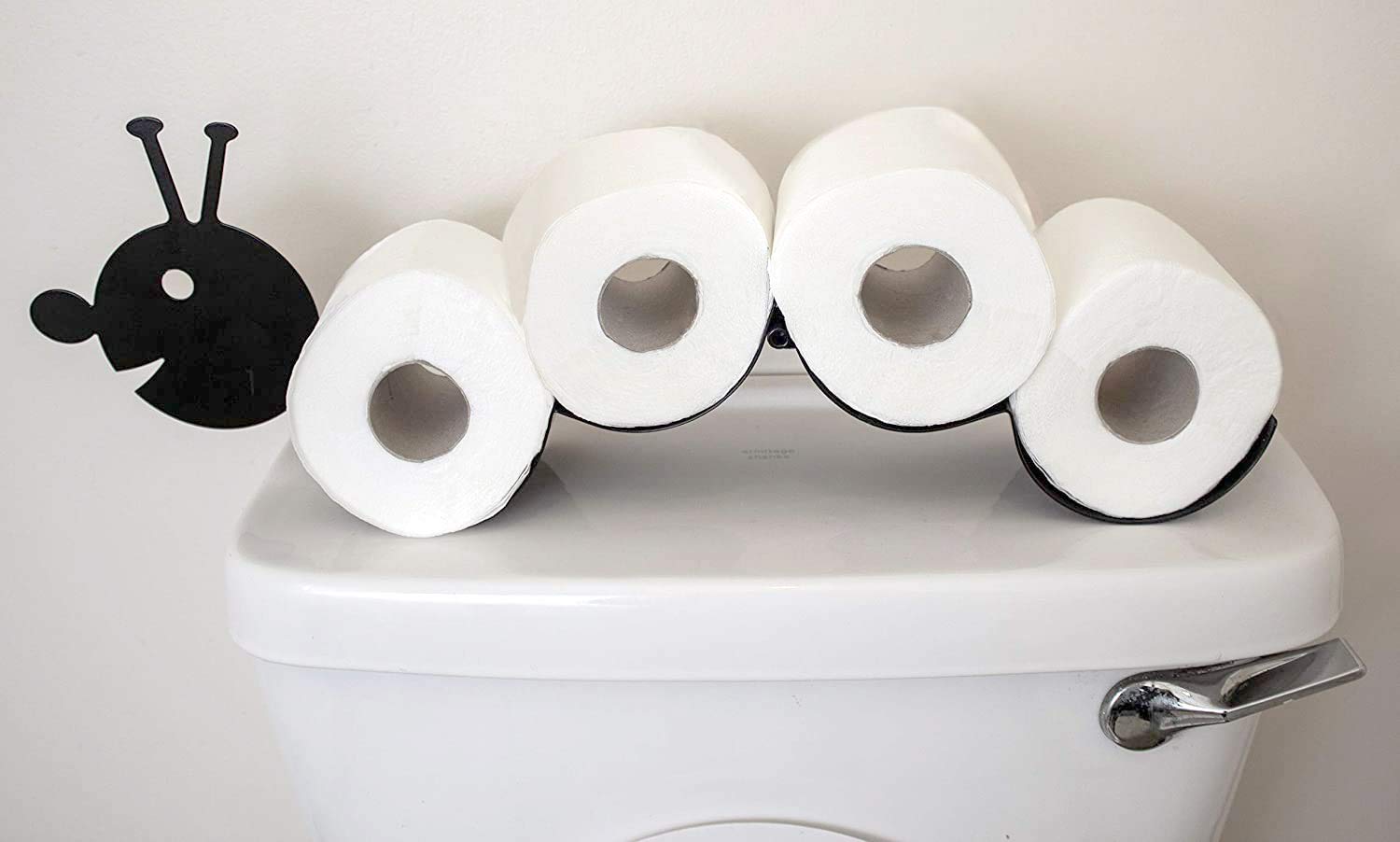 Garden Mile Caterpillar Toilet Roll Holder Free Standing - Durable Metal Novelty Toilet Roll Storage Basket Holds 4 Rolls Black Toilet Loo Holder For Bathroom Accessories And Storage