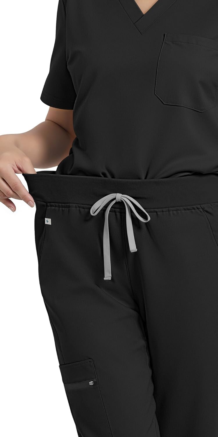 Scrubs for Women Set - V-Neck Top & Stretchy Jogger Pants with 8 Pocket, Medical Workwear for Nurses - Image 6