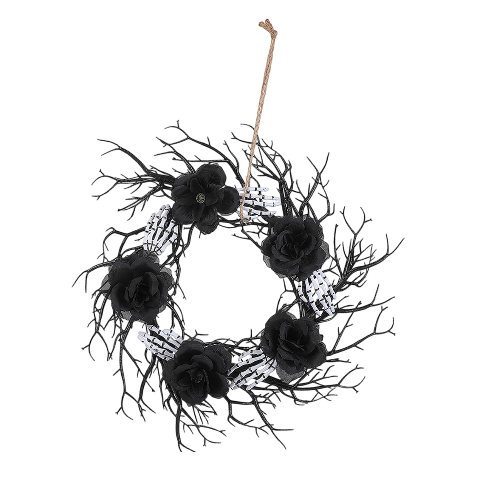 Kfwfuaee A Window Nd Wall Halloween Wreath Decor, Gothic Branch Floral Ccent For Party Backdrop Entryway Home Display Ccent Dark Halloween Decor Black Branch Floral Wreath Front Door Wall Window Entryway Home