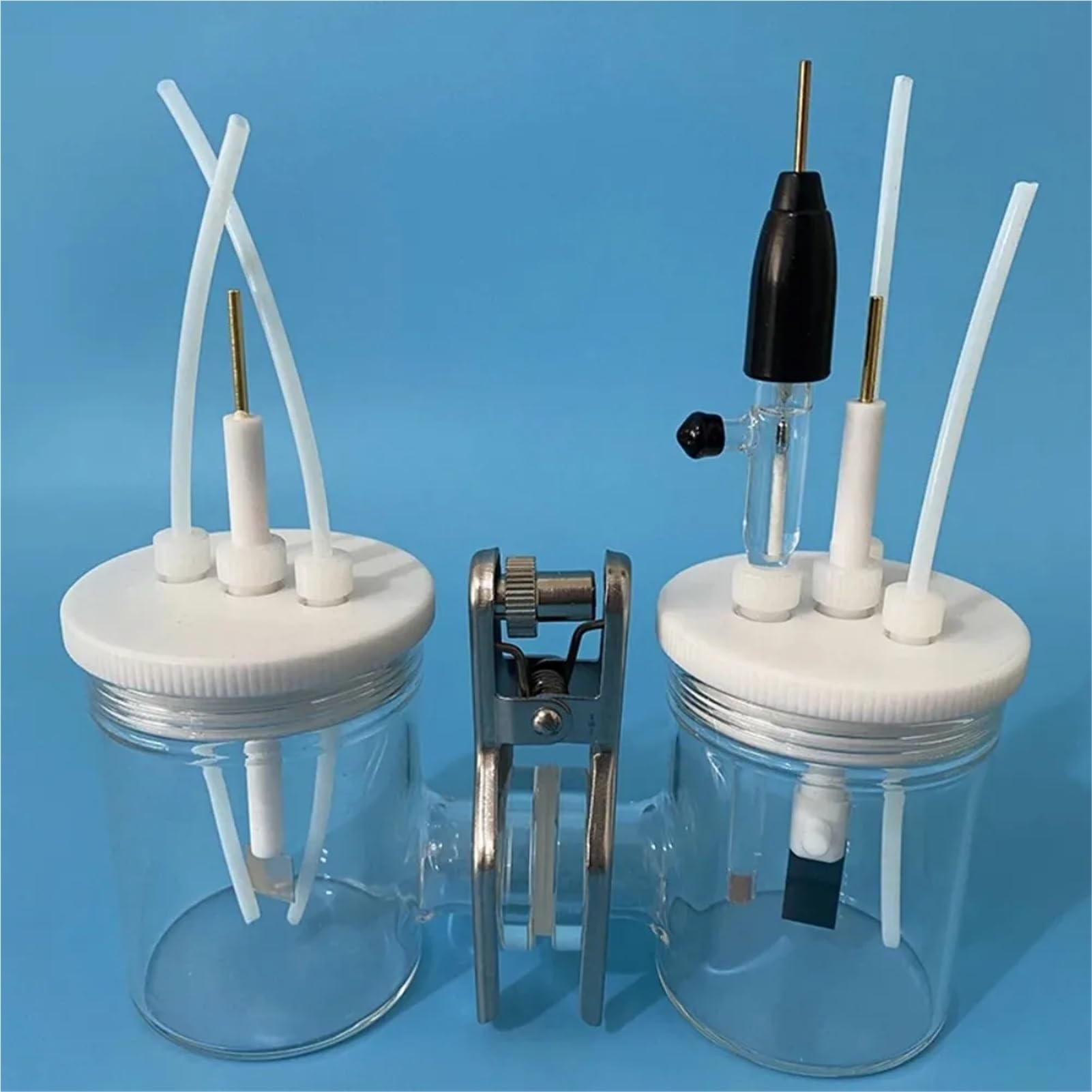 sujeniir H-Type Interchangeable Membrane Electrolytic Cell Sealed Electrolytic Cell for Cup Microbial Two Chamber Reactor(50ML)