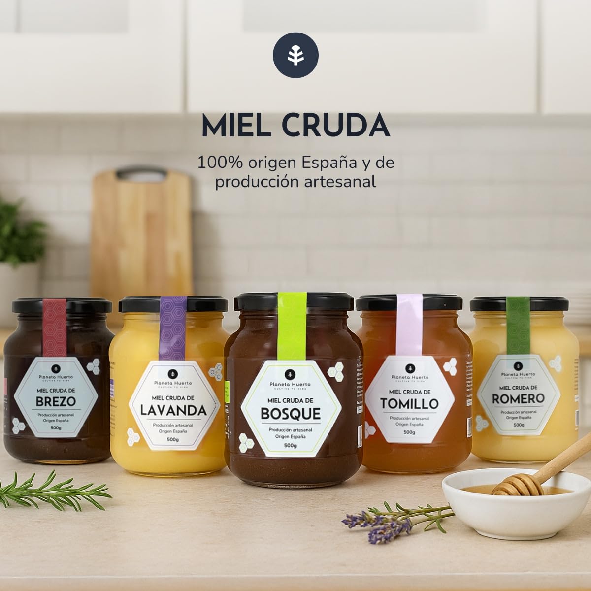 Miel Cruda de Brezo 1 Kg 100% Natural - PLANETA HUERTO, Sin Filtrar, Origen España