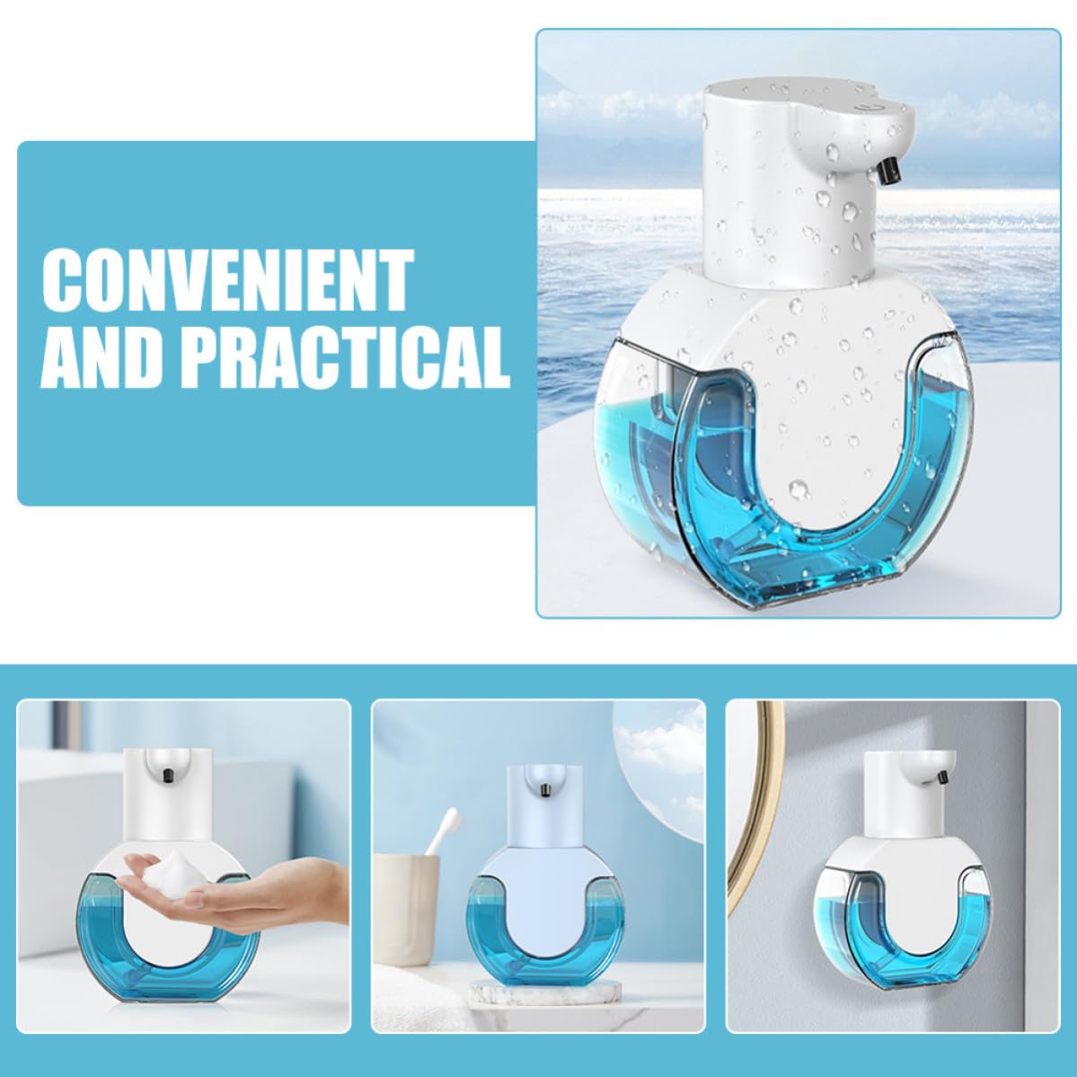 Distributore Automatico di Sapone 430ml Bianco Abs per Casa | Sensore Infrarosso senza Contatto, 4 Livelli Regolabili, Dc-5v 1.5w Ipx5