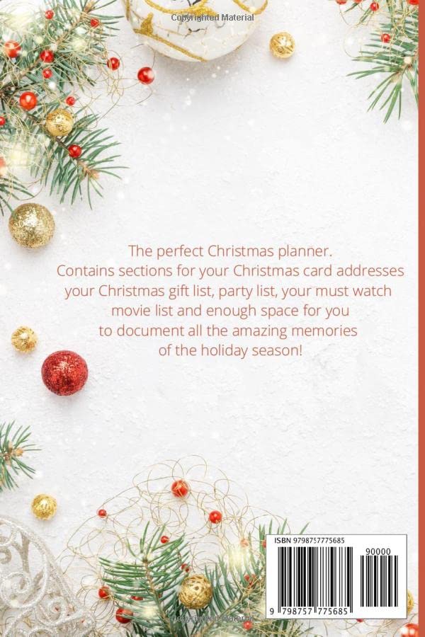 Christmas Organizer: Organizing your holiday plans with with this simple paperback that includes space for Christmas card addresses, your shopping ... other areas to help make the holidays magical image 3