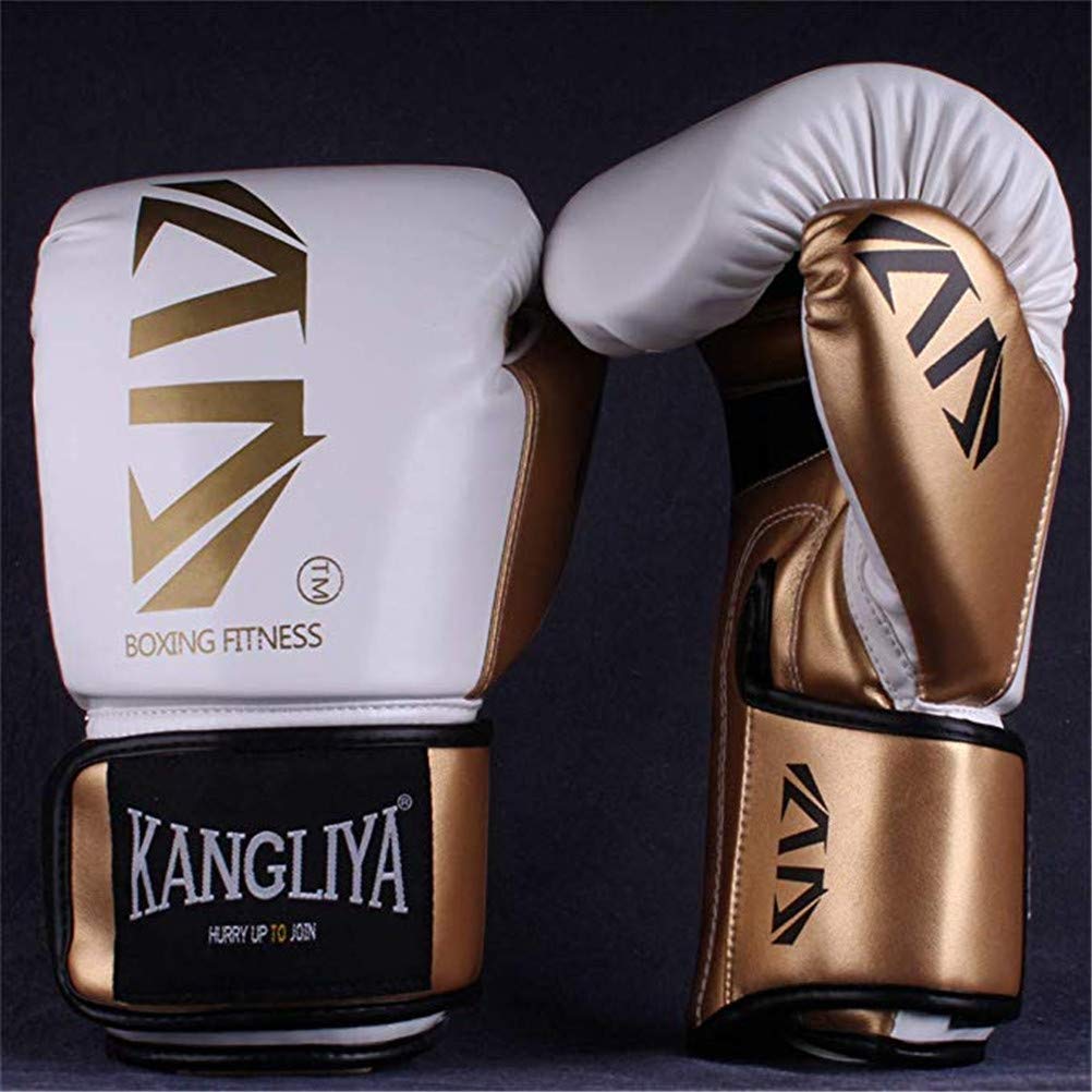 Rękawice bokserskie do tajskich treningów kickboxing walka gruby stempel rękawice ochronne skórzane rękawiczki dla nastolatków i dorosłych mężczyzn i kobiet - 4 rozmiary, białe, 8 uncji