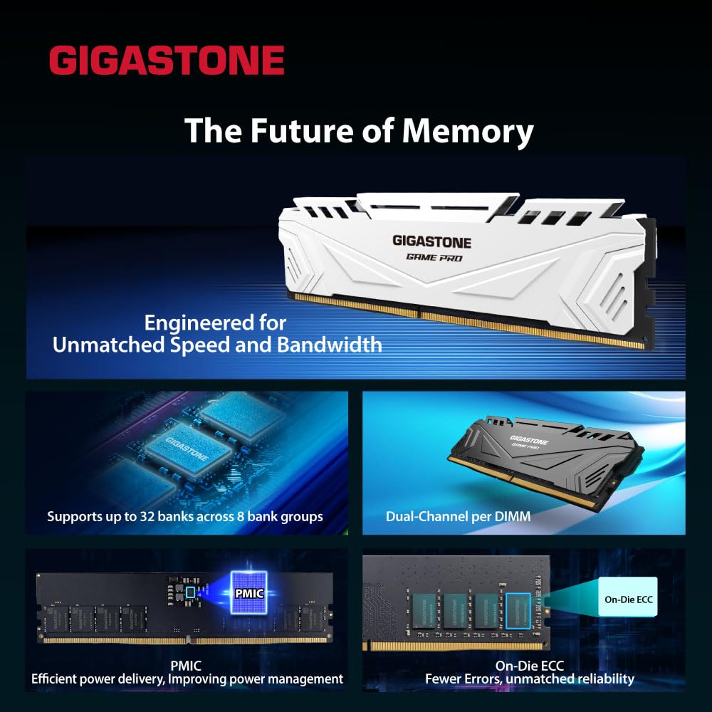 DDR5 RAM】 GIGASTONE Game PRO 64GB Kit (2x32GB) DDR5 6000MHz PC5