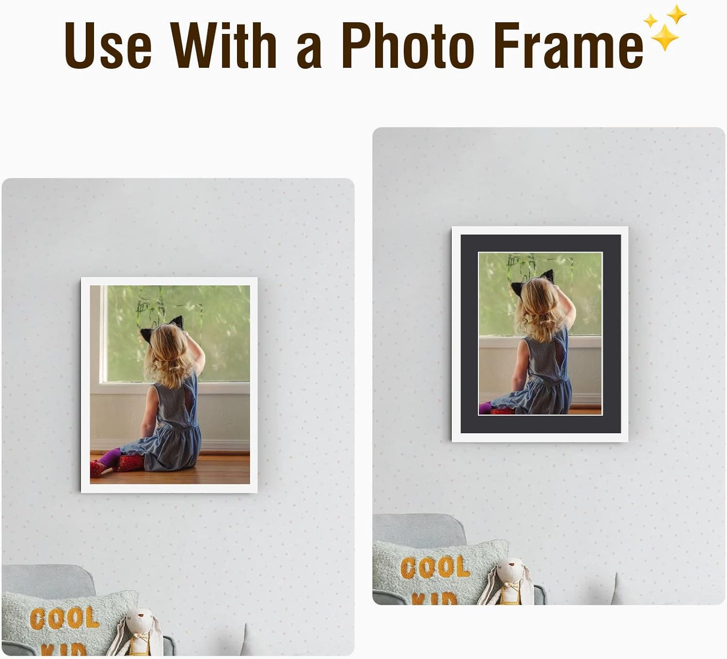 Falling in Art 5 Pack Acid Free 16x20'' Black Picture Mats Board Show Kit for 11x14'' Pictures, 4-Ply Beveled Pre-Cut Photo Boards with Backing Board and Plastic Clear Bags