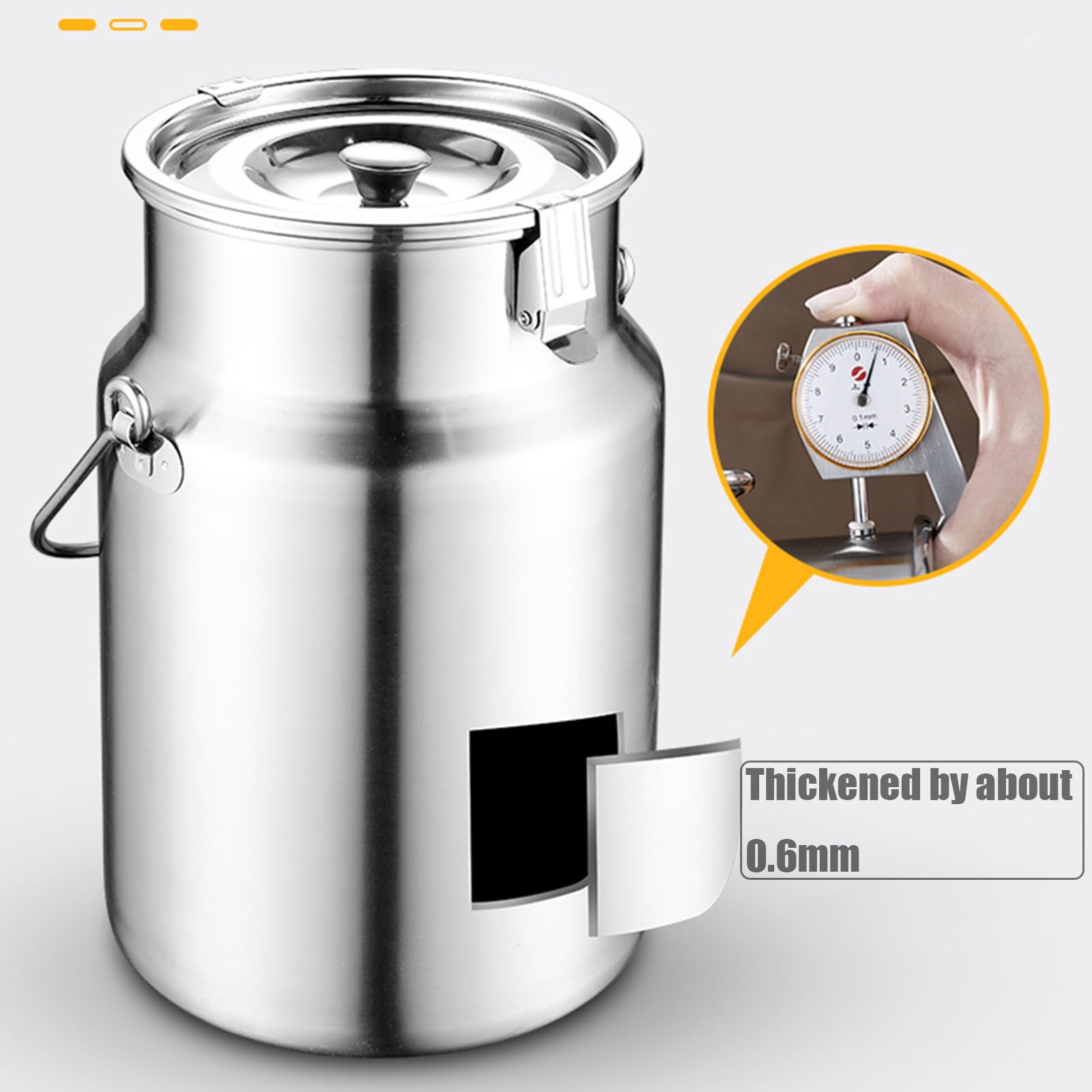 Lattiera ermetica in acciaio inox con LiSealeBucket con 3 clip di bloccaggio e SiSeal per latte fresco a prova di perdite