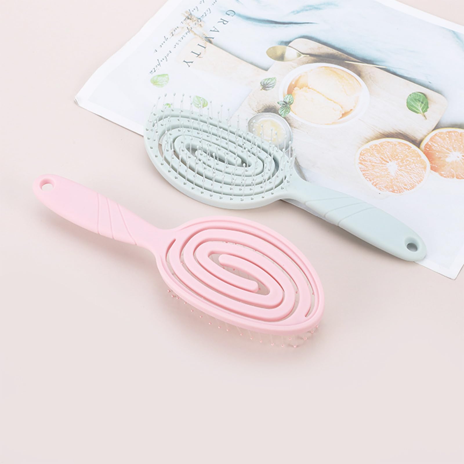 2Pcs Hair Detangling Brushes with Bending Bristles, Unique Spiral Hairbrush,Anti Static Straightening Brush Gift - Image 4