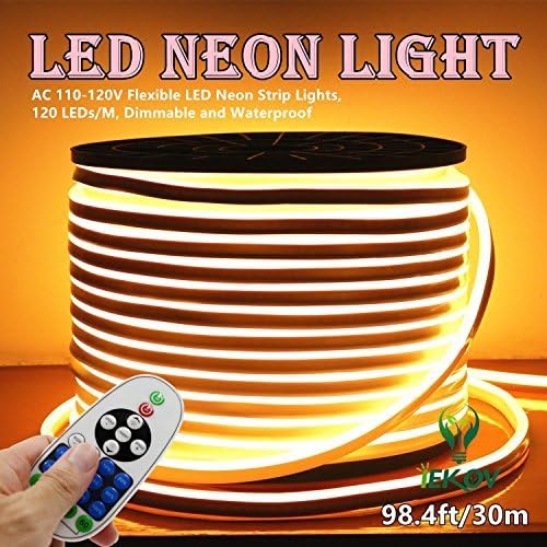 LED NEON Light, 30m Flexible LED Neon Strip Lights, 120 LEDs/M, Dimmable, Waterproof, Indoor/Outdoor, Warm White