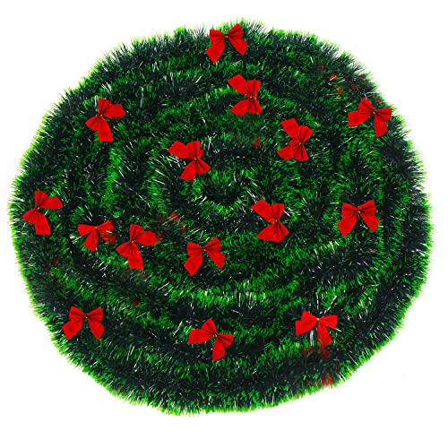 CCINEE 33FT Christmas Garland with 24Pcs Red Bows,Artificial Greenery Pine