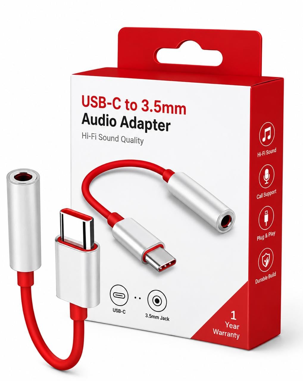One Plus USB Type C to 3.5mm Audio Jack, car Audio Connector USB Type c, Headphone Converter Cable Stereo Jack Splitter Compatible With One plus 12/12R 11/11R 10pro/10T/10R 9 9t 7 7pro Nord (Red )-image-10