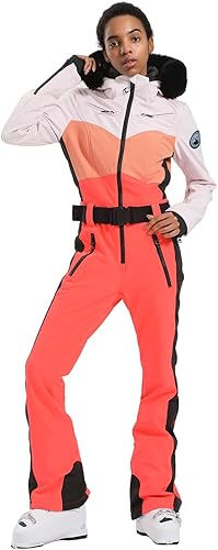 GSOU SNOW Trajes de esquí para mujer de una pieza para snowboard invierno impermeable resistente al viento traje de nieve para deportes al aire libre
