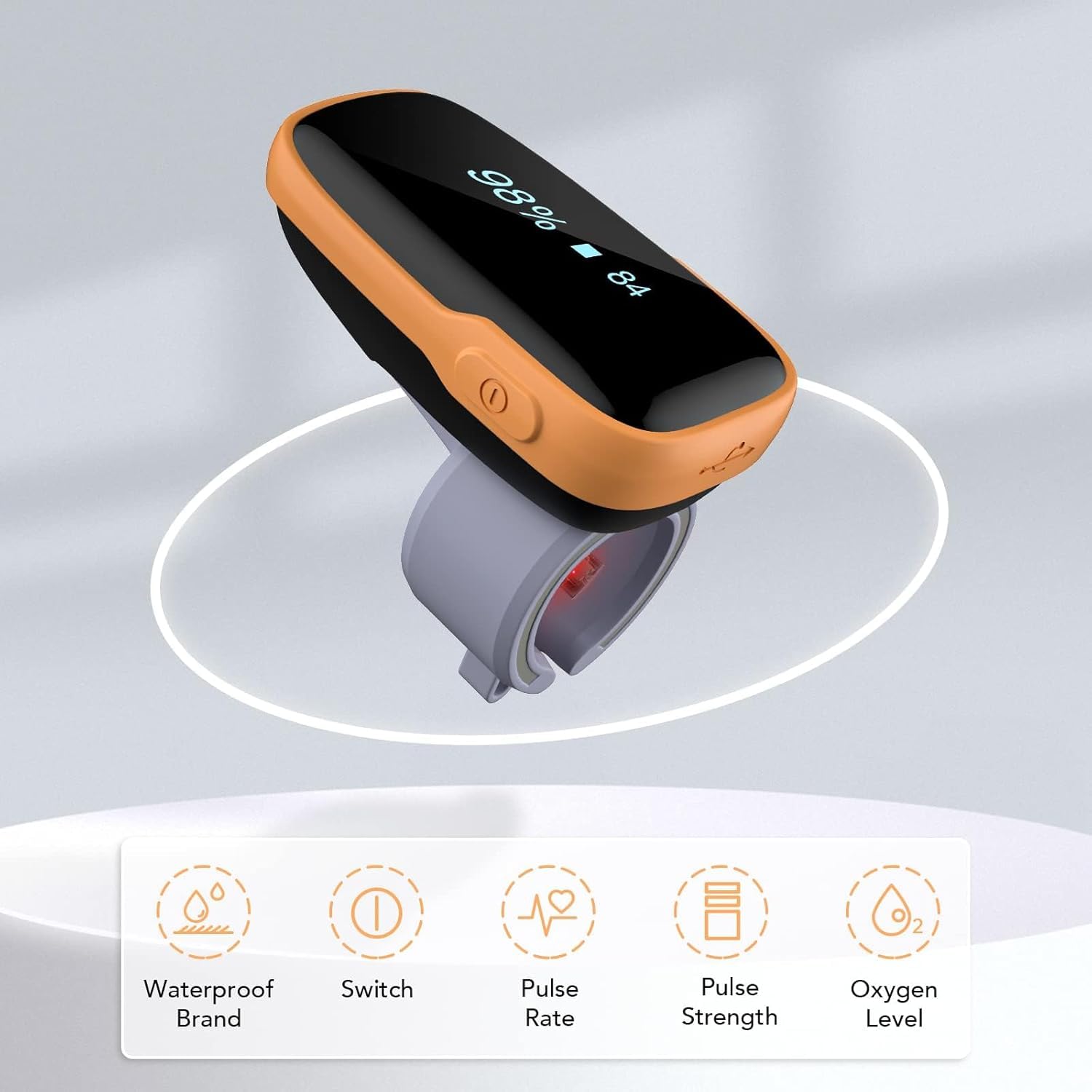 Viatom WearO2 Pulsoximeter, wiederaufladbares Fingeroximeter, Fingerring-Oximeter mit Bluetooth APP und Vibration, Schlafüberwachung, APP Kompatibel für iOS, Android, 16 Stunden Akkulaufzeit