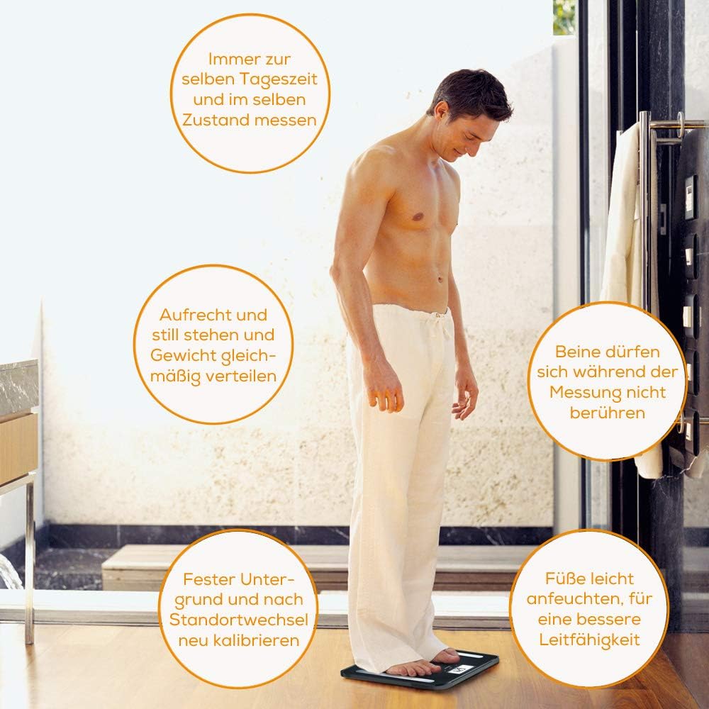 Beurer BF 600 Báscula diagnóstica negra, medición de grasa corporal, agua corporal, porcentaje muscular y masa ósea, con conexión a app