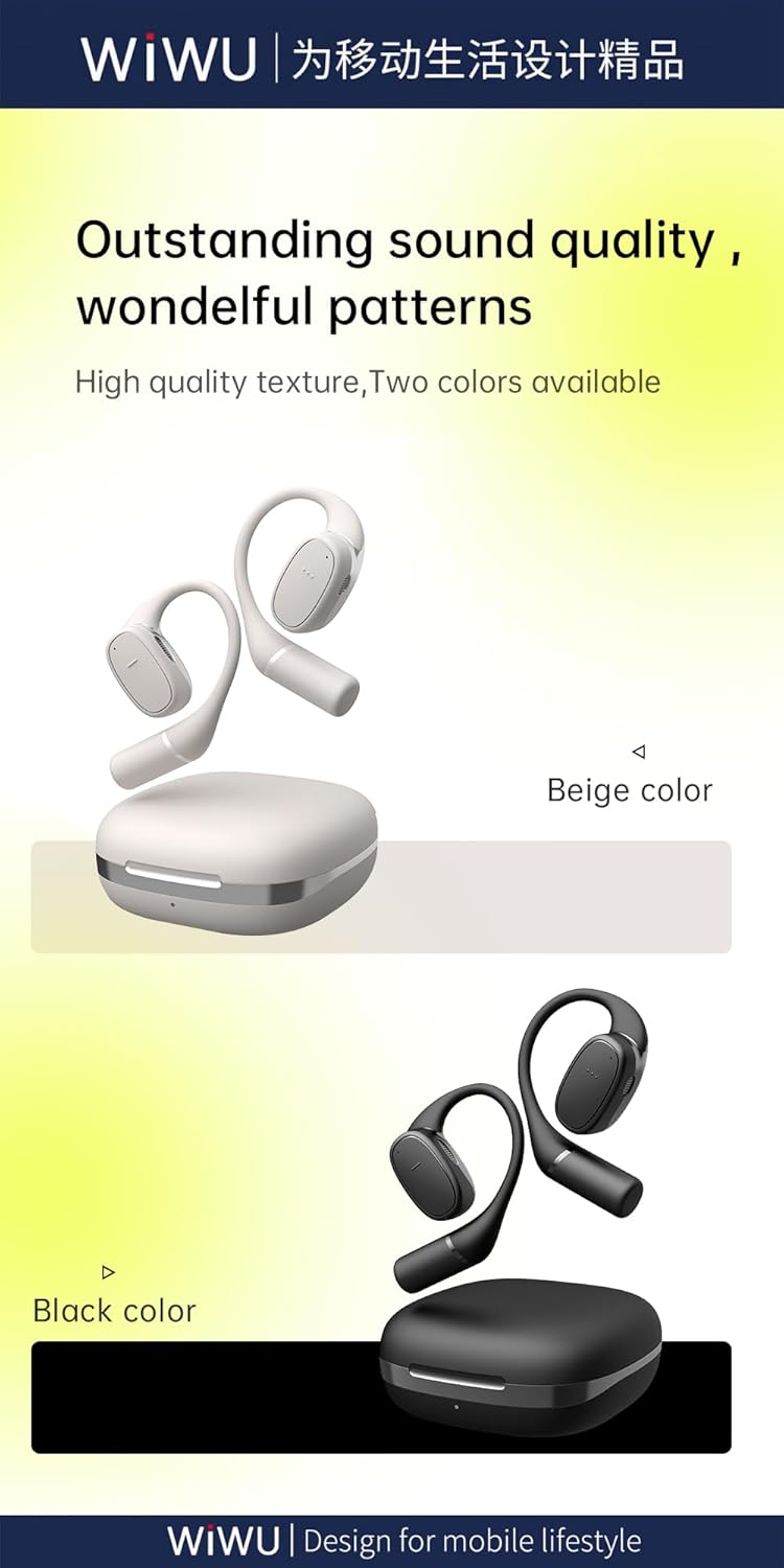 WIWU OWS O300 earbuds and cases in Black and White color options